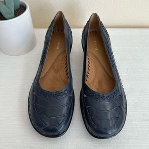 New Easy Spirit Evonna Navy Blue Leather Stitch Comfort Loafer Pumps Woman’s 8.5